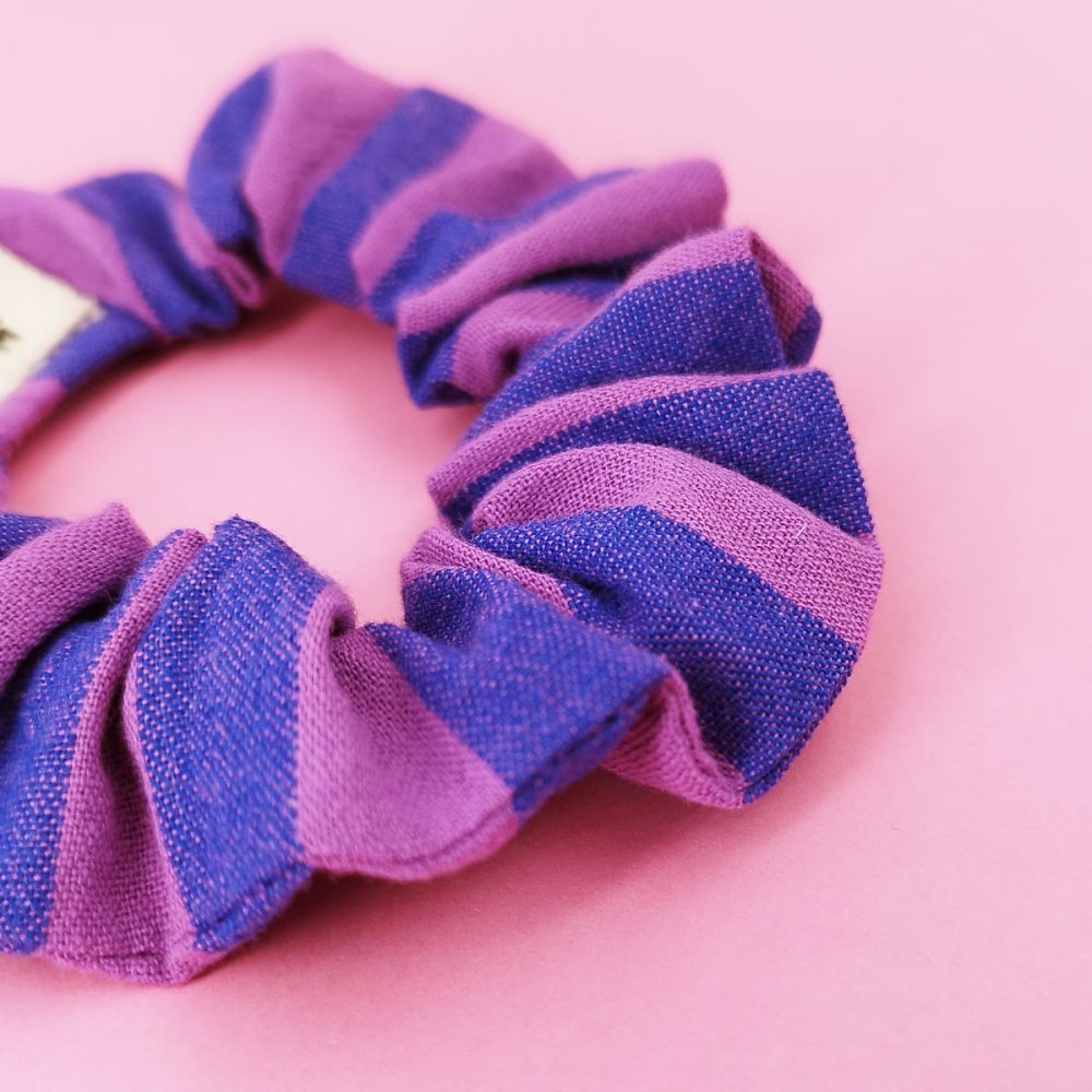 chouchou bleu et rose rayures