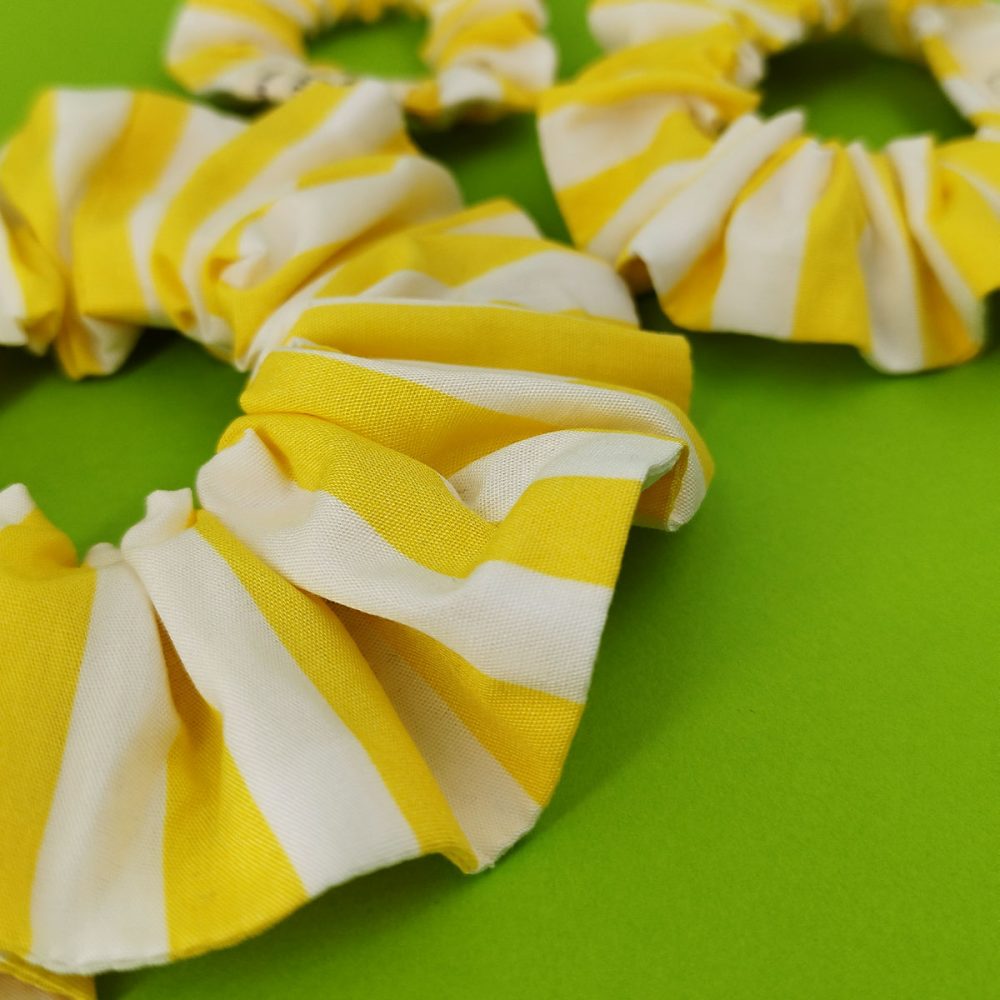 chouchou jaune et blanc rayures