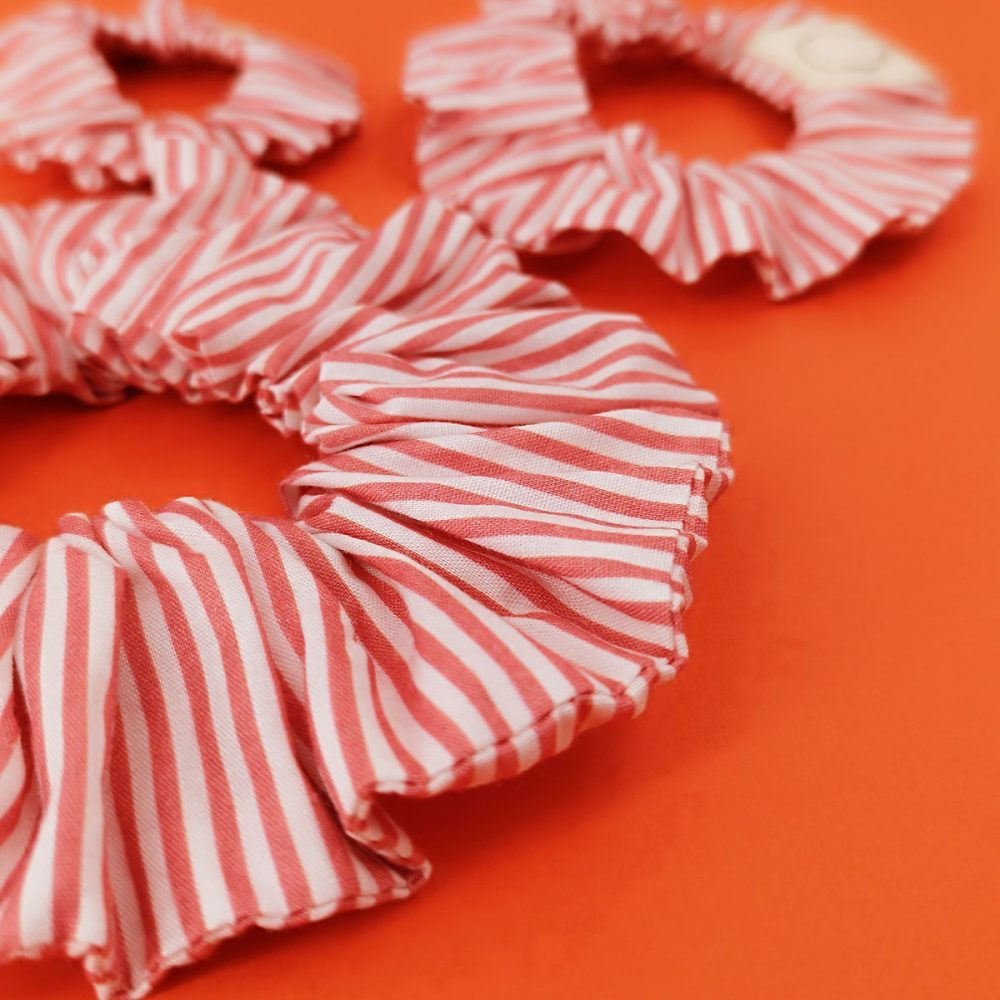 chouchou orange et blanc rayures