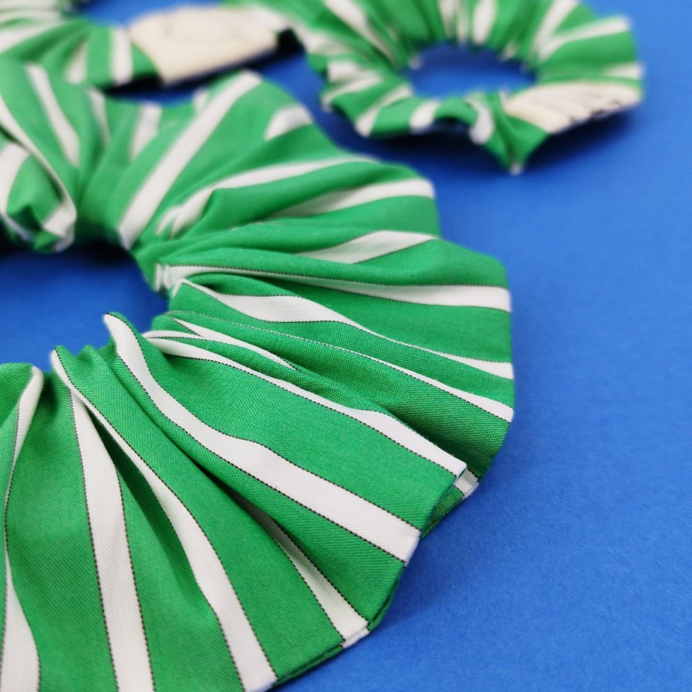 chouchou rayures vert et blanc