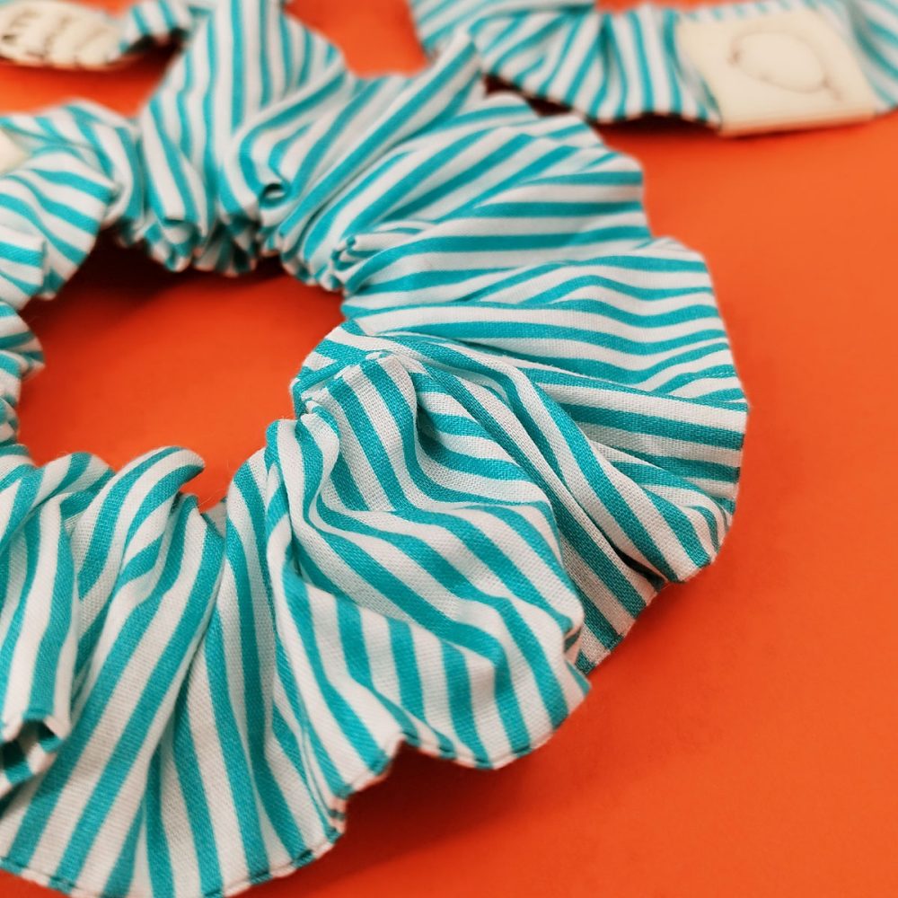 chouchou turquoise rayures