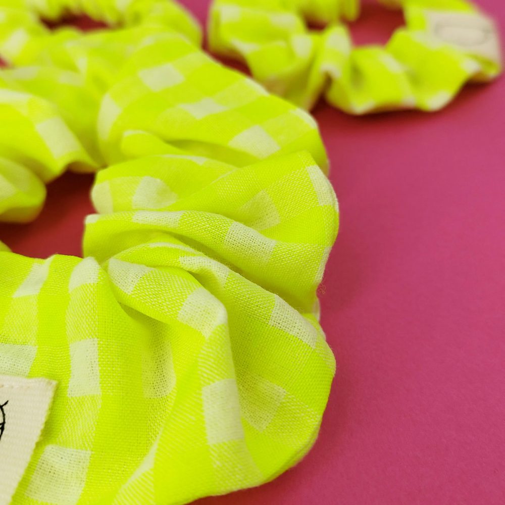 chouchou vichy jaune fluo