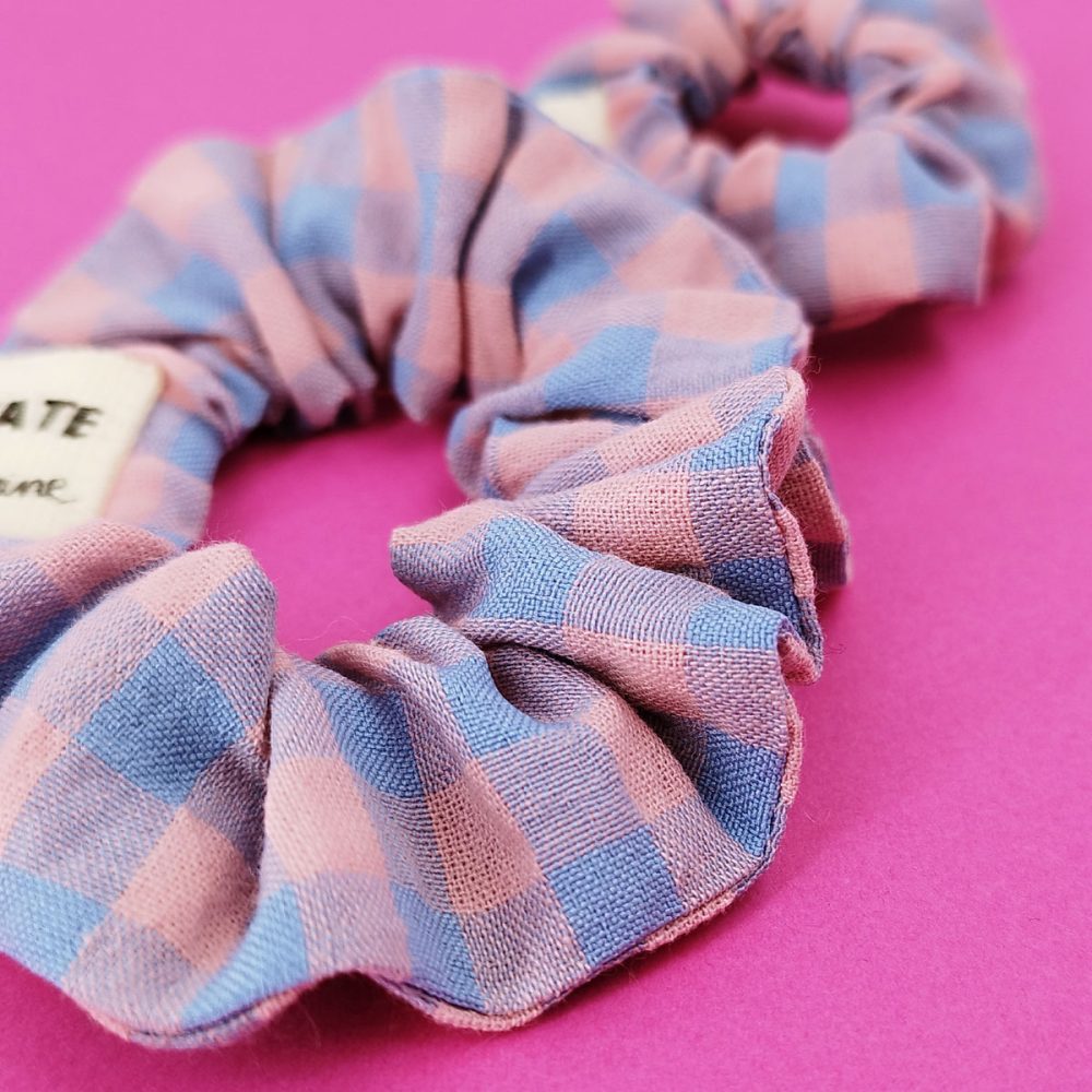 chouchou vichy rose et bleu