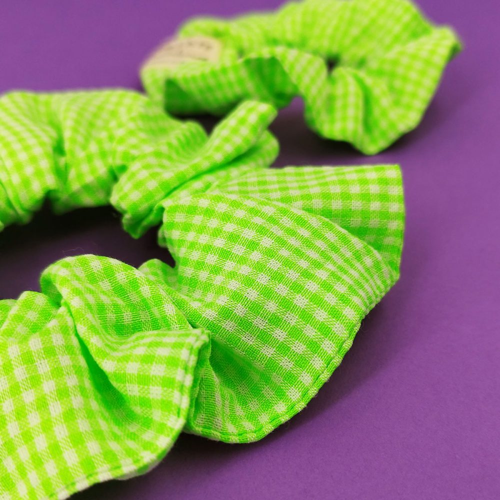 chouchou vichy vert fluo